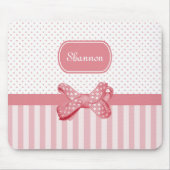 Girly Rosa-Streifen-niedlicher Polka-Punkt-Bogen Mousepad (Vorne)