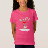 girly rosa T - Shirt des rotnasigen Rens (Vorderseite)