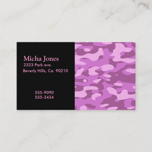 Girly rosa Tarnung Visitenkarte (Vorderseite)