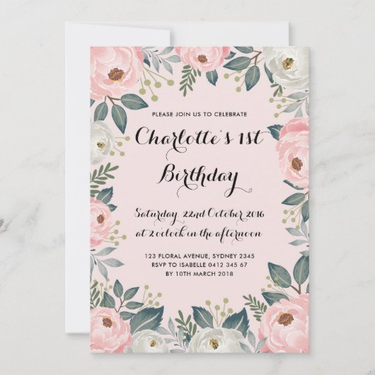 Girly Rosa u. Einladung (Vorderseite)