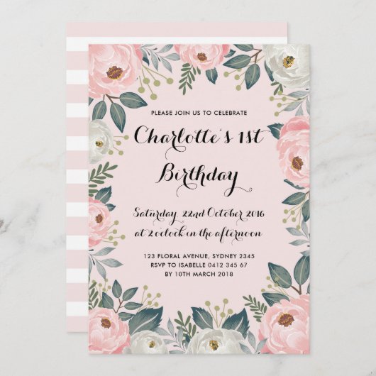 Girly Rosa u. Einladung (Vorne/Hinten)