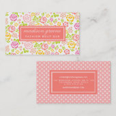 Girly rosa u. korallenrotes Blumenmuster Visitenkarte (Vorne/Hinten)
