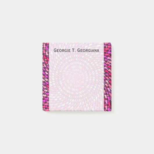 Girly rosa u. lila Wirbles Muster + Individueller Post-it Klebezettel (Vorderseite)