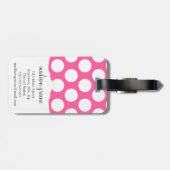 Girly Rosa-u. Marine-große Polka-Punkte mit Gepäckanhänger (Rückseite horizontal)