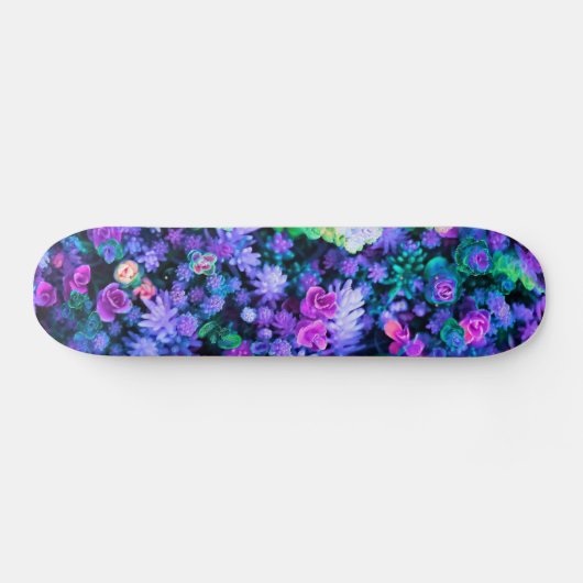 Girly rosa und lila BlumenSucculents Skateboard (Horizontal)