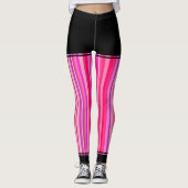 Girly rosa und lila Streifen + Schwarze Regionen Leggings (Vorderseite)