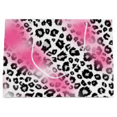 Girly Rosa-und Schnee-Leopard-Masche Große Geschenktüte (Vorderseite)