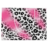 Girly Rosa-und Schnee-Leopard-Masche Große Geschenktüte (Rückseite)
