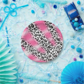 Girly Rosa-und Schnee-Leopard-Masche Pappteller (Party)