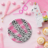 Girly Rosa-und Schnee-Leopard-Masche Pappteller (Party)