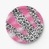 Girly Rosa-und Schnee-Leopard-Masche Pappteller (Vorderseite)