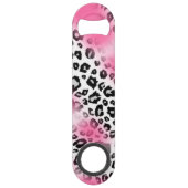 Girly Rosa-und Schnee-Leopard-Maschen-Monogramm Speed Flaschenöffner (Rückseite)