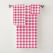 Girly rosa und weißer Gingham Badhandtuch Set (Insitu)