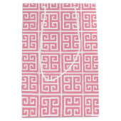 Girly rosa und weißer griechischer Schlüssel Mittlere Geschenktüte (Vorderseite)