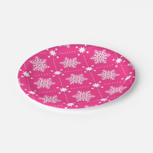 Girly rosa und weißes pappteller (Schrägansicht)