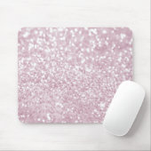 Girly rosa weißer abstrakter Glitzer-Foto-Druck Mousepad (Mit Mouse)