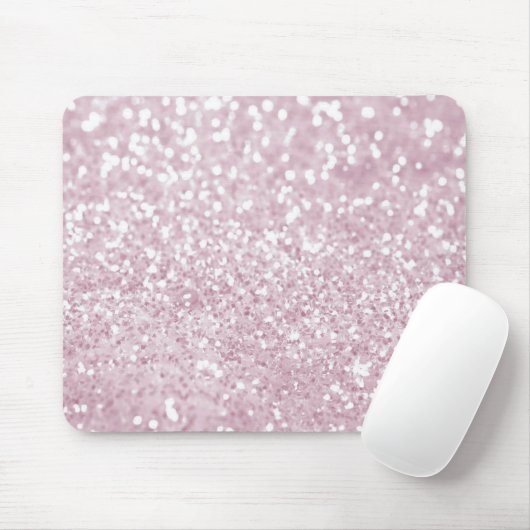 Girly rosa weißer abstrakter Glitzer-Foto-Druck Mousepad (Mit Mouse)