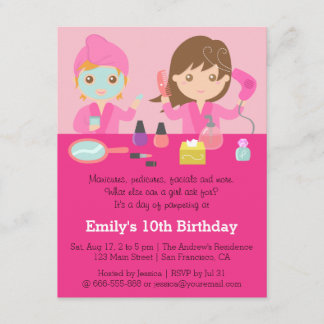 Girly rosa Wellness-Center-Geburtstags-Party Einladung
