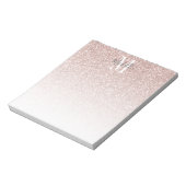 Girly Rose Gold Blush Pink Glitter Monogram Name Notizblock (Rotiert)