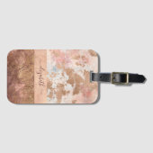 Girly Rose Gold Blush Rosa Marmor Gepäckanhänger (Vorderseite (Horizontal))