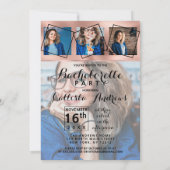 Girly Rose Gold Border Foto Collage Bachelorette Einladung (Rückseite)