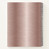 Girly Rose Gold Brushed Metal Script Name Monogram Notizblock (Rückseite)