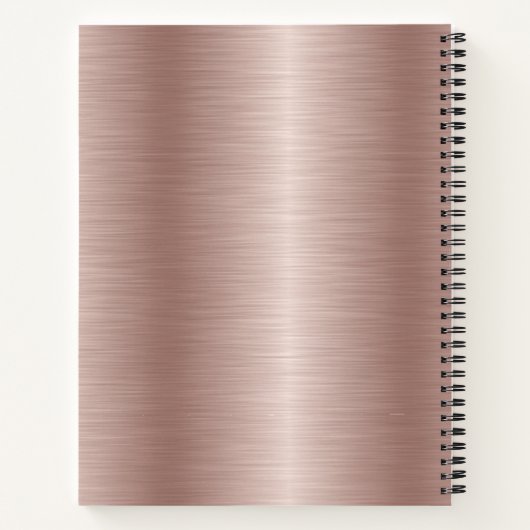 Girly Rose Gold Brushed Metal Script Name Monogram Notizblock (Rückseite)