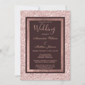 Girly Rose gold burgundy Glitzer Wedding Einladung (Vorderseite)
