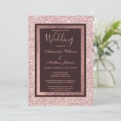 Girly Rose gold burgundy Glitzer Wedding Einladung (Stehend Vorderseite)
