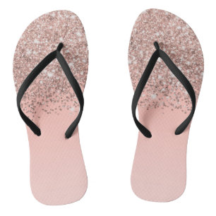 Girly Rose Gold Confetti Pink Gradient Ombre Badesandalen