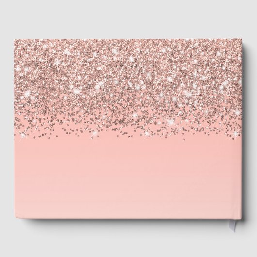 Girly Rose Gold Confetti Pink Gradient Ombre Gästebuch (Rückseite)