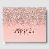 Girly Rose Gold Confetti Pink Gradient Ombre Gästebuch (Vorderseite)