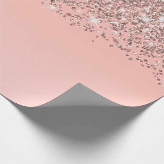 Girly Rose Gold Confetti Pink Gradient Ombre Geschenkpapier (Ecke)