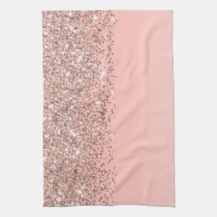 Girly Rose Gold Confetti Pink Gradient Ombre Geschirrtuch