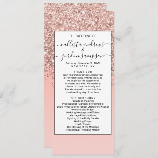 Girly Rose Gold Confetti Pink Gradient Ombre Programm (Vorne/Hinten)