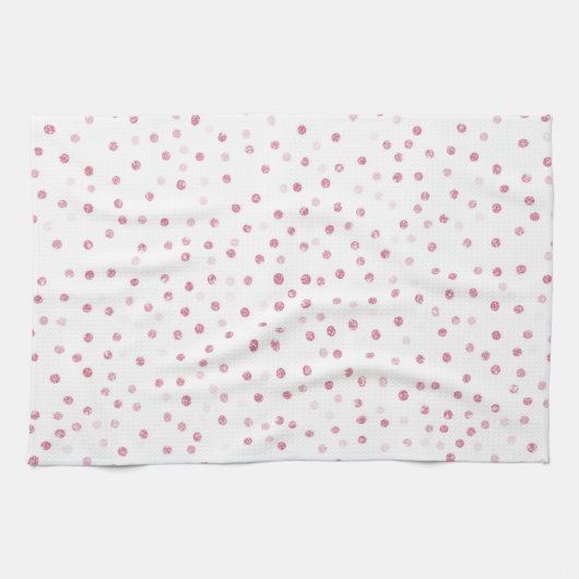 Girly Rose Gold Dots Confetti Weißes Design Geschirrtuch (Horizontal)