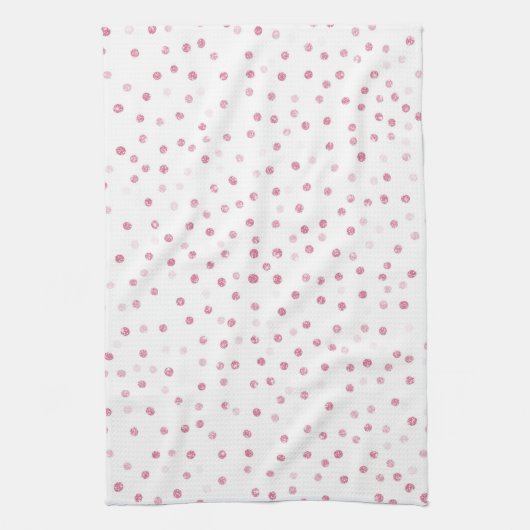 Girly Rose Gold Dots Confetti Weißes Design Geschirrtuch (Vertikal)