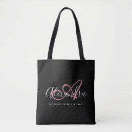 Girly Rose Gold Elegante Script Name Monogram Tasche