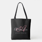 Girly Rose Gold Elegante Script Name Monogram Tasche (Rückseite)