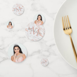 Girly Rose Gold Foil Marmor Monogramm Konfetti