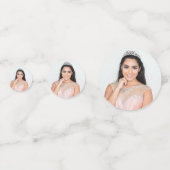 Girly Rose Gold Foil Marmor Monogramm Konfetti (Rückseiten)