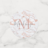 Girly Rose Gold Foil Marmor Monogramm Konfetti (Klein Vorderseite)