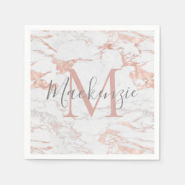 Girly Rose Gold Foil | Marmormonogramm Serviette