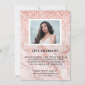 Girly Rose Gold Foto Graduation Party Einladung (Rückseite)
