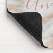 Girly rose gold glitter marble elegant name script mousepad (Ecke)