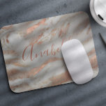 Girly rose gold glitter marble elegant name script mousepad<br><div class="desc">Modern chic rose gold glam grey marble mousepad with trendy calligraphy script personalized name.            Could be a perfect birthday,  Sweet 16,  school graduation or Christmas gift for her.</div>