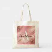 Girly Rose Gold Glitter Monogram Tote Bag – Custom Tragetasche (Rückseite)