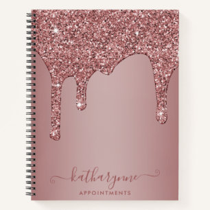 Girly Rose Gold Glitter Tropf Termin Notizblock