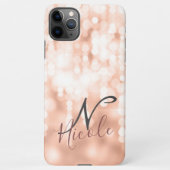 Girly Rose Gold Glittery Monogram iPhone Hülle (Rückseite)