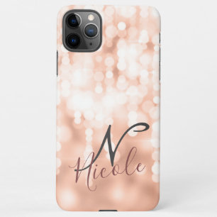 Girly Rose Gold Glittery Monogram iPhone 11Pro Max Hülle